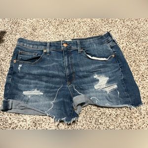 Universal Threads High Rise Distressed Midi Jean Shorts